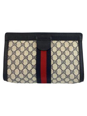 Gucci Vintage Sherry Line Gray GG Supreme Canvas 422 39 012 Clutch